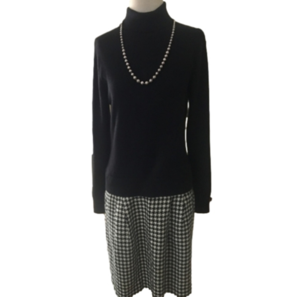 Talbots Petite Turtleneck Houndstooh Dress